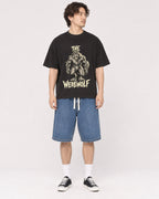 Mockup Boxy Heavyweight Tee Black male full-body 03