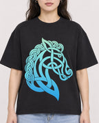 Mockup Boxy Heavyweight Tee Black female close-up 03