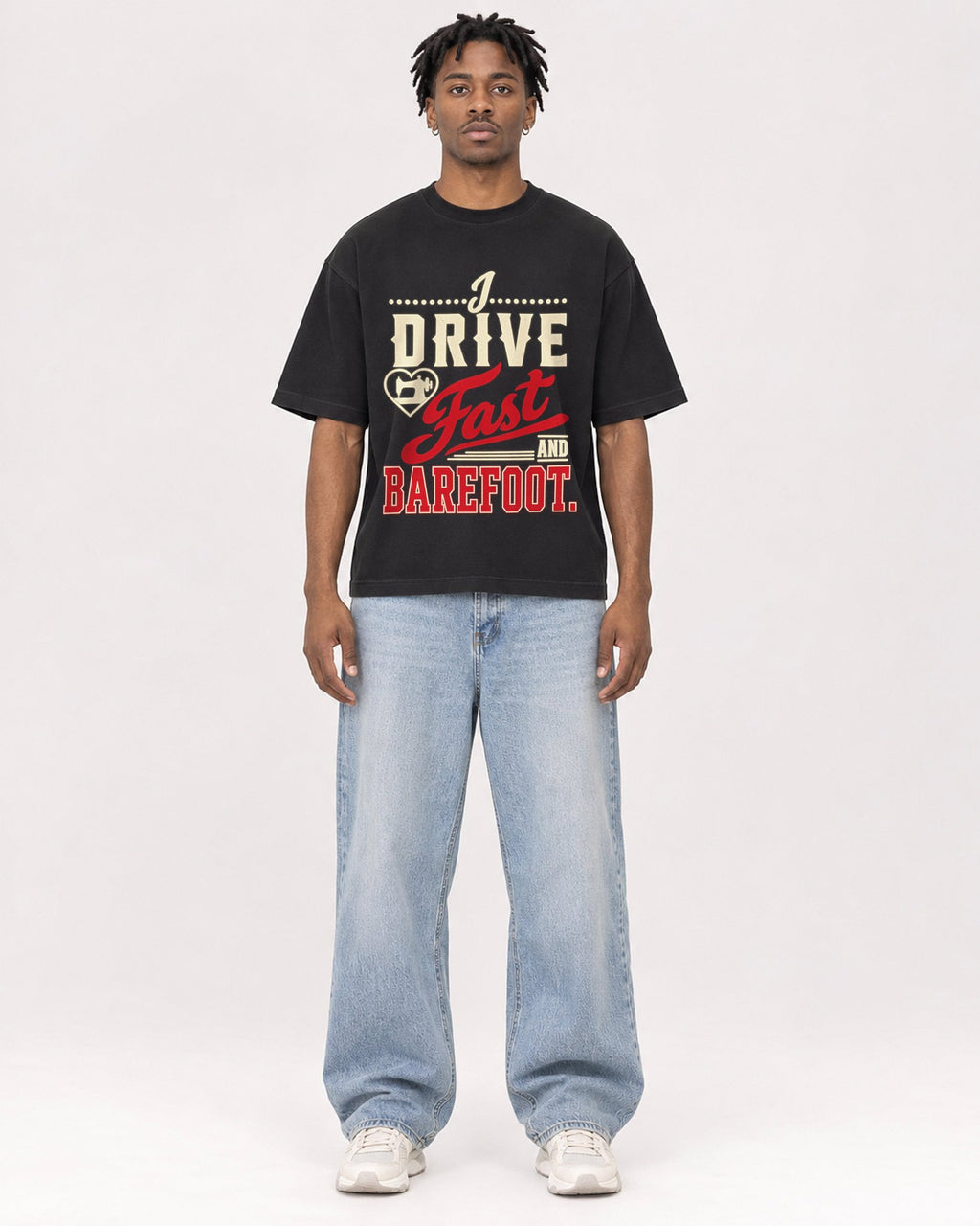 Mockup Boxy Heavyweight Tee Black male full-body 05