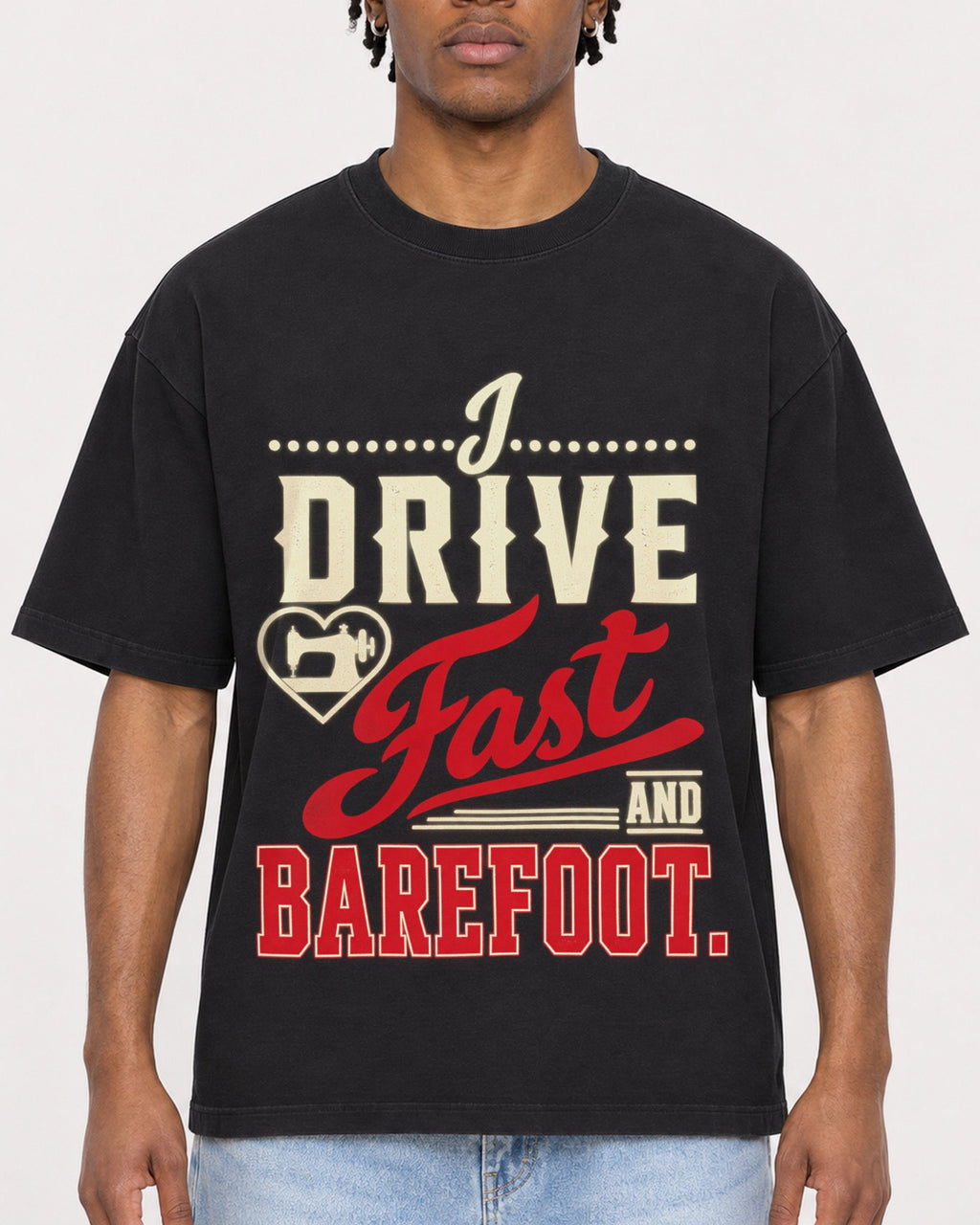 Mockup Boxy Heavyweight Tee Black male close-up 05