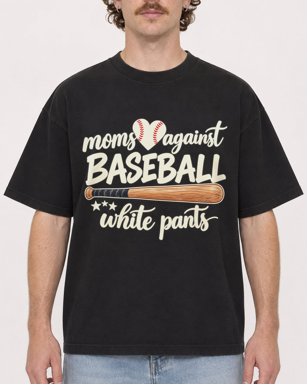 Mockup Boxy Heavyweight Tee Black male close-up 09