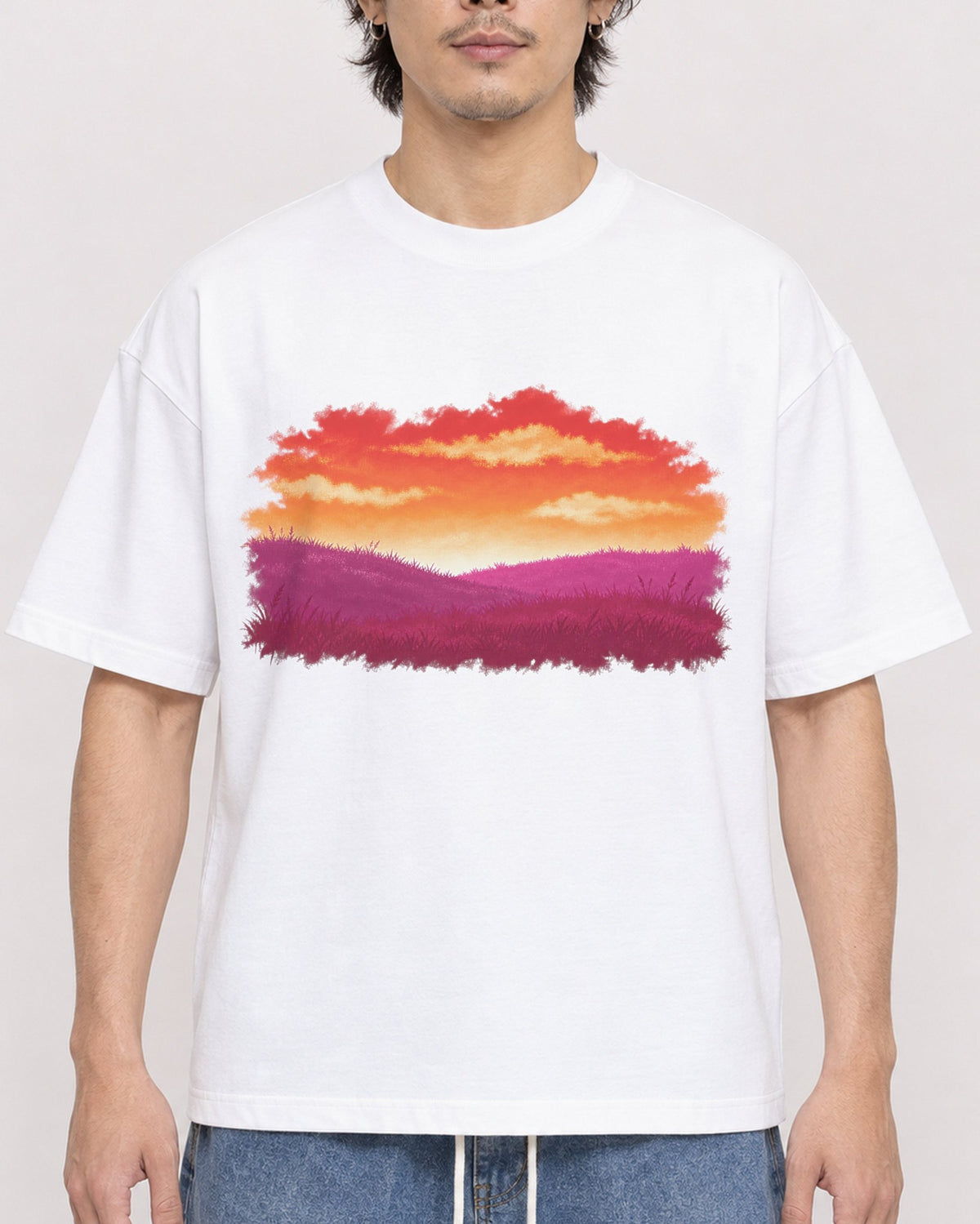 Mockup Boxy Heavyweight Tee White male close-up 03