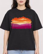 Mockup Boxy Heavyweight Tee Black female close-up 03