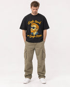 Mockup Boxy Heavyweight Tee Black male full-body 08