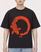 Mockup Boxy Heavyweight Tee Black male close-up 01