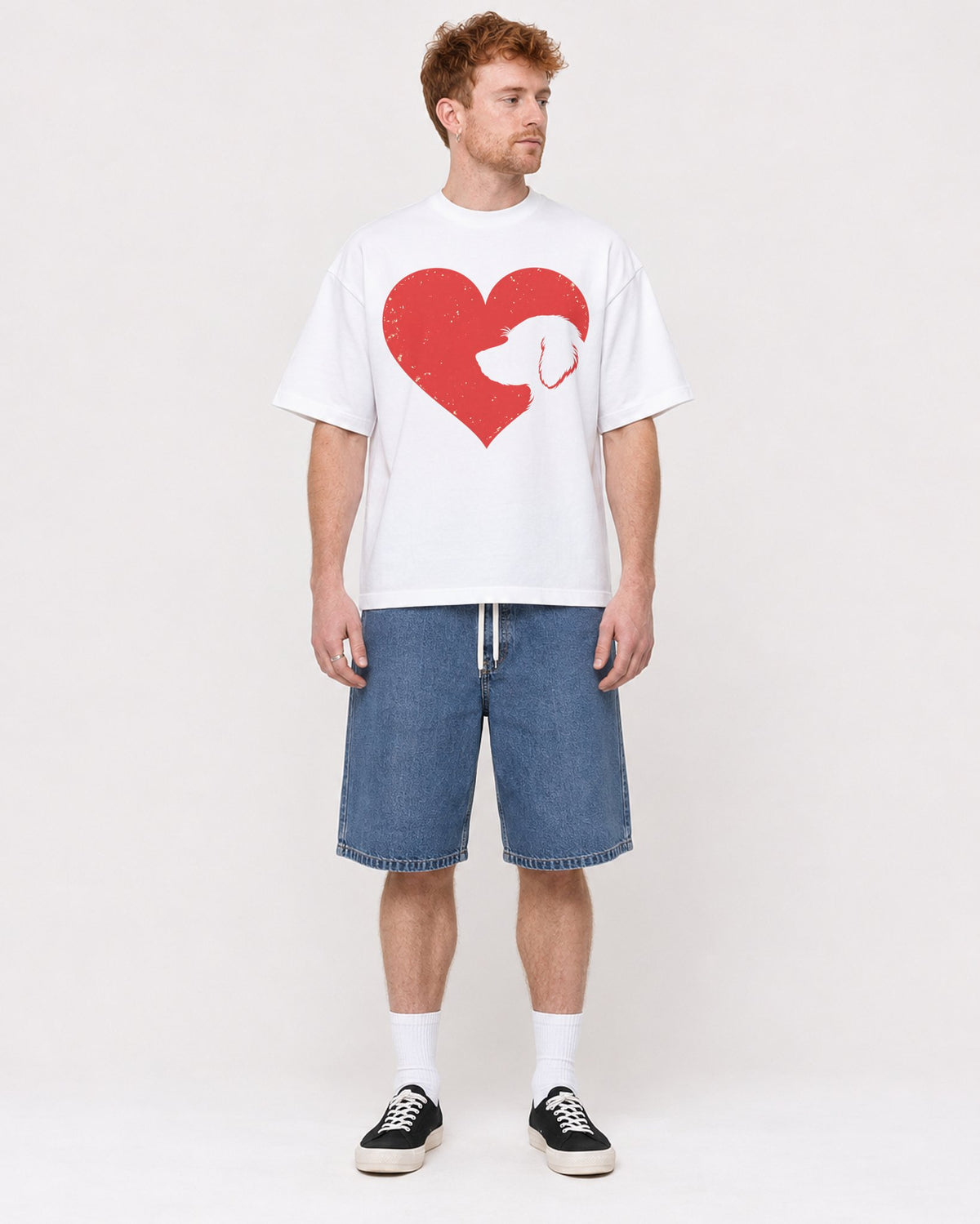 Mockup Boxy Heavyweight Tee White male full-body 38
