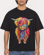 Mockup Boxy Heavyweight Tee Black male close-up 26