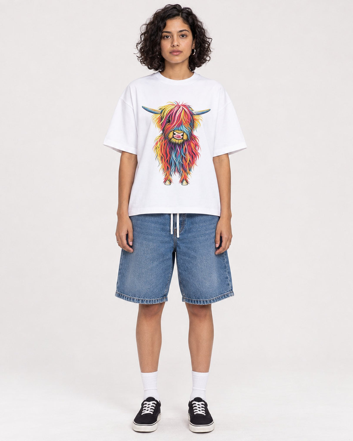 Mockup Boxy Heavyweight Tee White female full-body 26