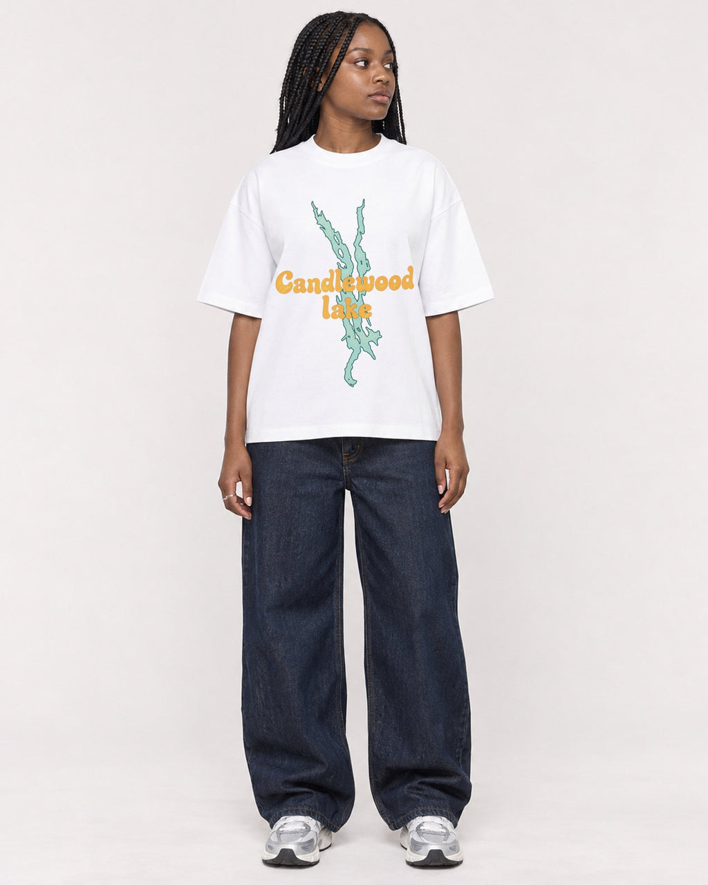 Mockup Boxy Heavyweight Tee White female full-body 04