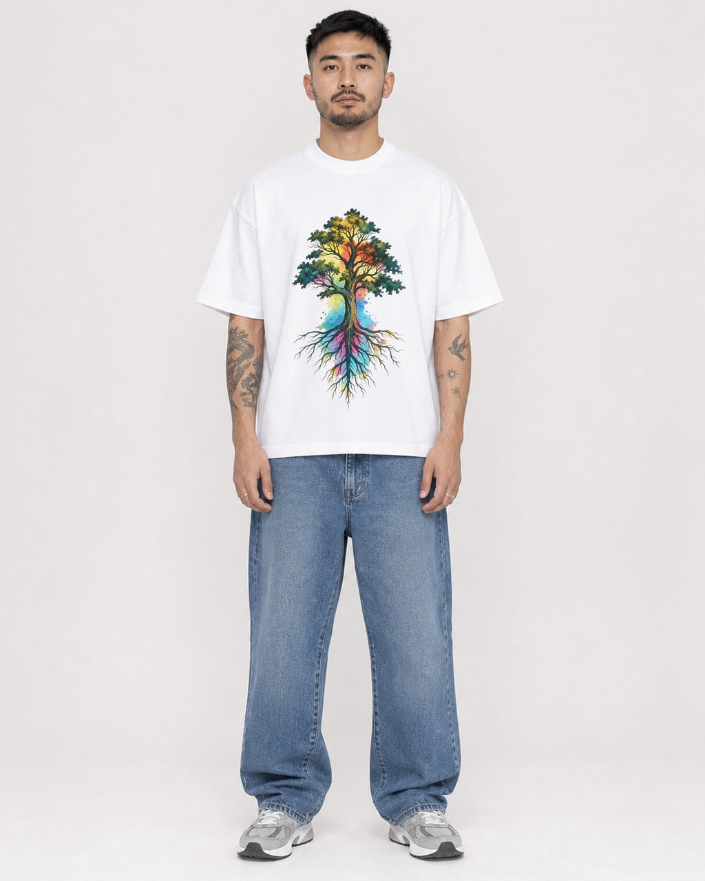Mockup Boxy Heavyweight Tee White male full-body 12