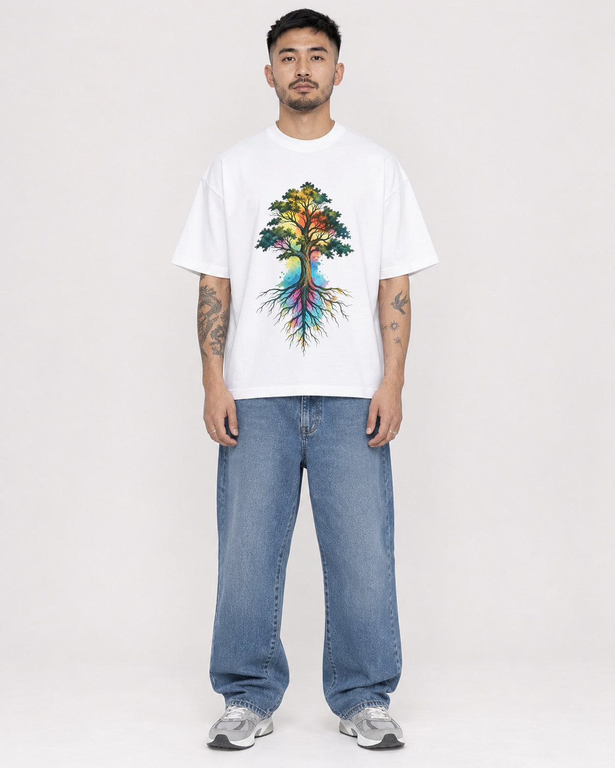 Mockup Boxy Heavyweight Tee White male full-body 12