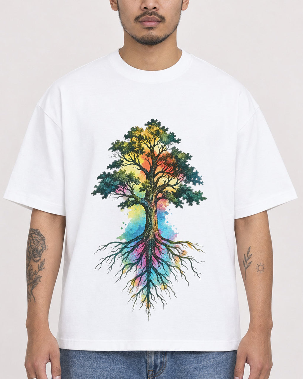 Mockup Boxy Heavyweight Tee White male close-up 12
