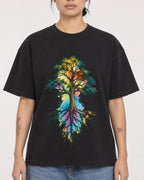 Mockup Boxy Heavyweight Tee Black female close-up 12