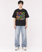 Mockup Boxy Heavyweight Tee Black male full-body 01