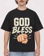 Mockup Boxy Heavyweight Tee Black male close-up 09