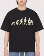 Mockup Boxy Heavyweight Tee Black male close-up 11