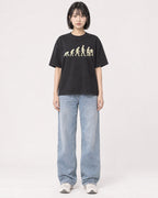 Mockup Boxy Heavyweight Tee Black female full-body 11