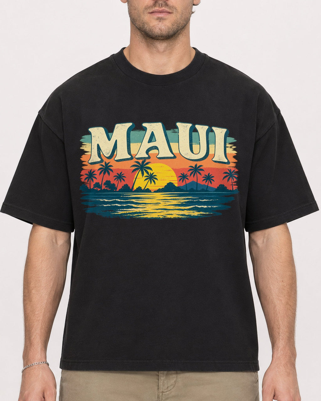 Mockup Boxy Heavyweight Tee Black male close-up 08