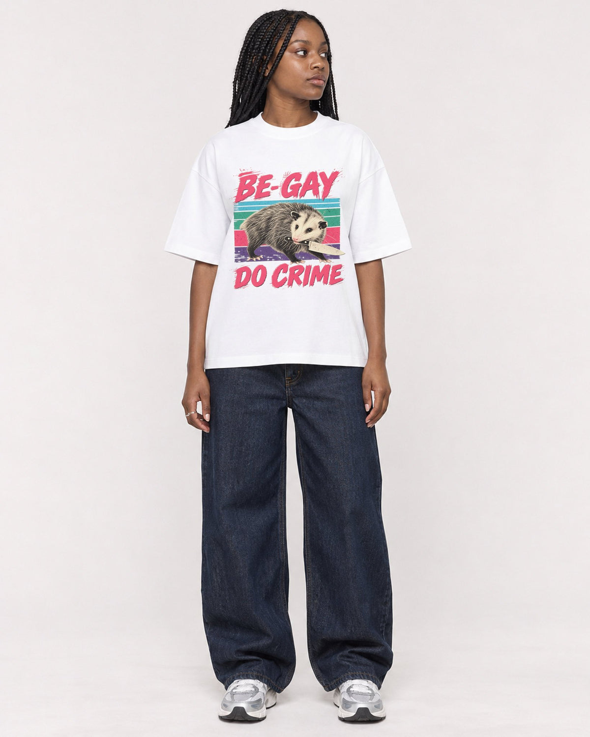 Mockup Boxy Heavyweight Tee White female full-body 04
