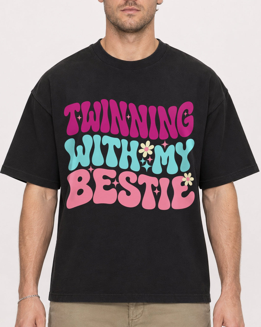 Mockup Boxy Heavyweight Tee Black male close-up 08