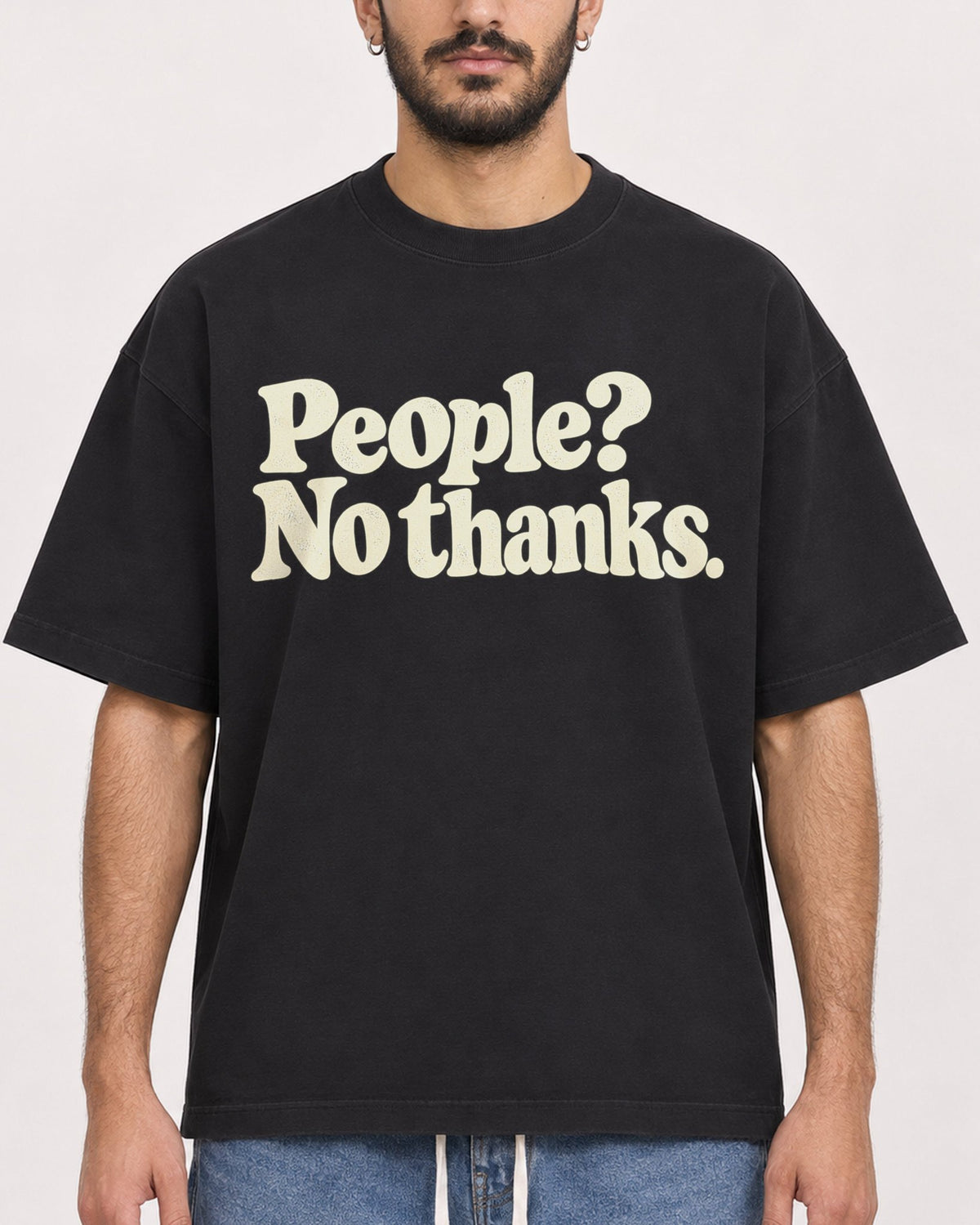 Mockup Boxy Heavyweight Tee Black male close-up 07