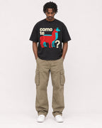 Mockup Boxy Heavyweight Tee Black male full-body 04