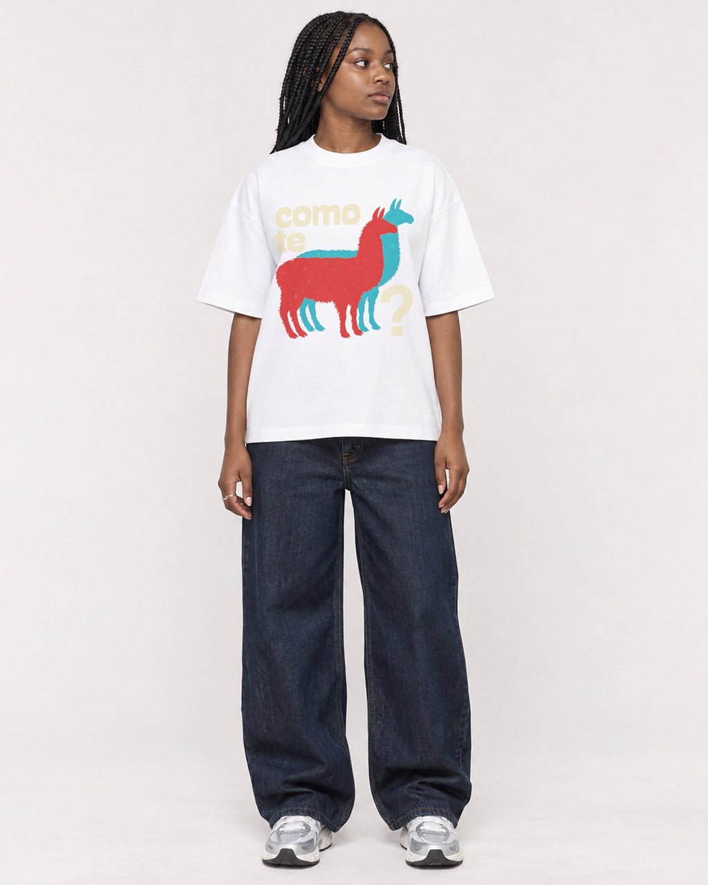 Mockup Boxy Heavyweight Tee White female full-body 04