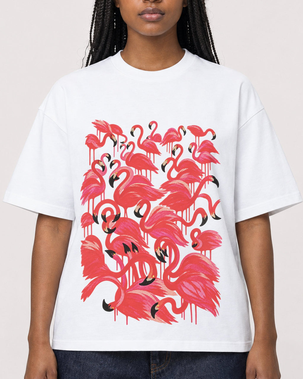 Mockup Boxy Heavyweight Tee White female close-up 04