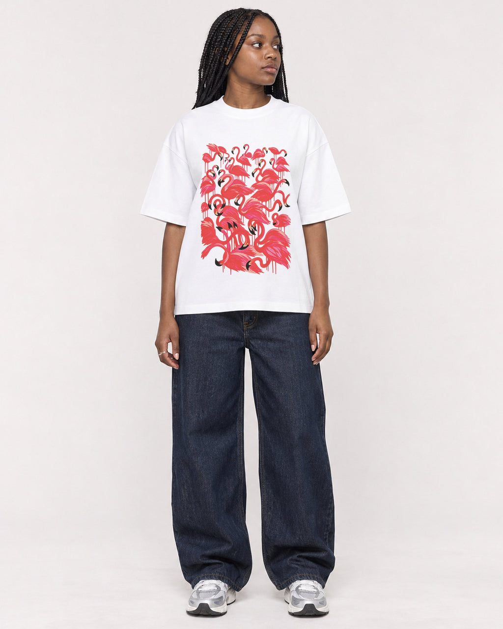 Mockup Boxy Heavyweight Tee White female full-body 04