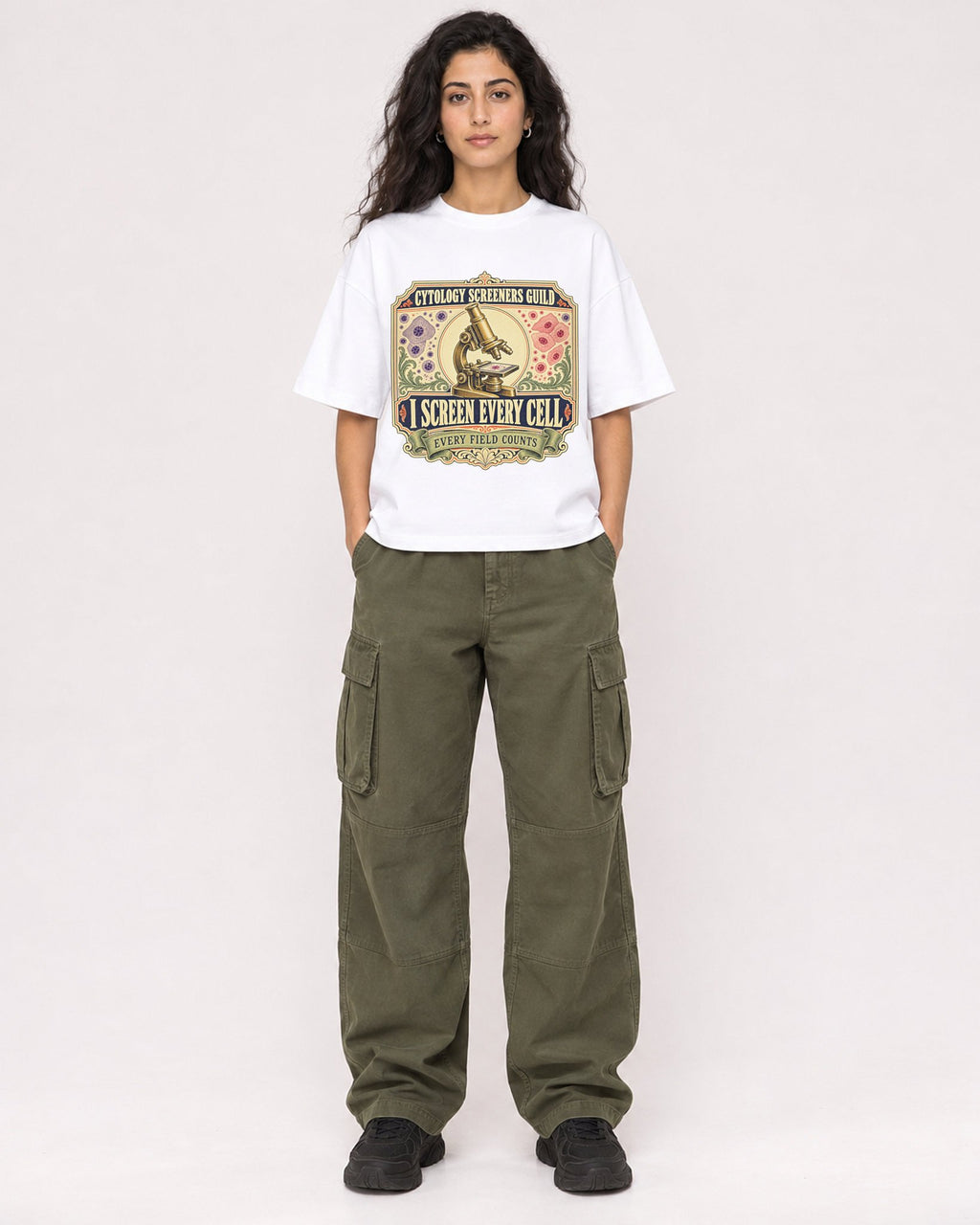 Mockup Boxy Heavyweight Tee White female full-body 07