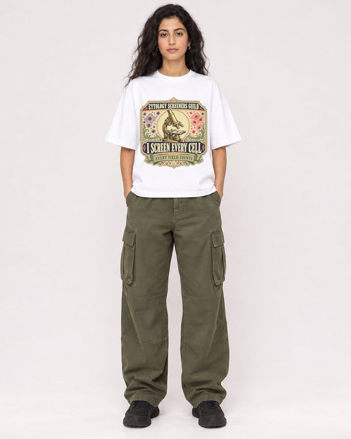 Mockup Boxy Heavyweight Tee White female full-body 07