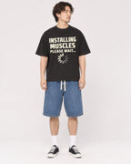 Mockup Boxy Heavyweight Tee Black male full-body 03