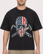 Mockup Boxy Heavyweight Tee Black male close-up 08