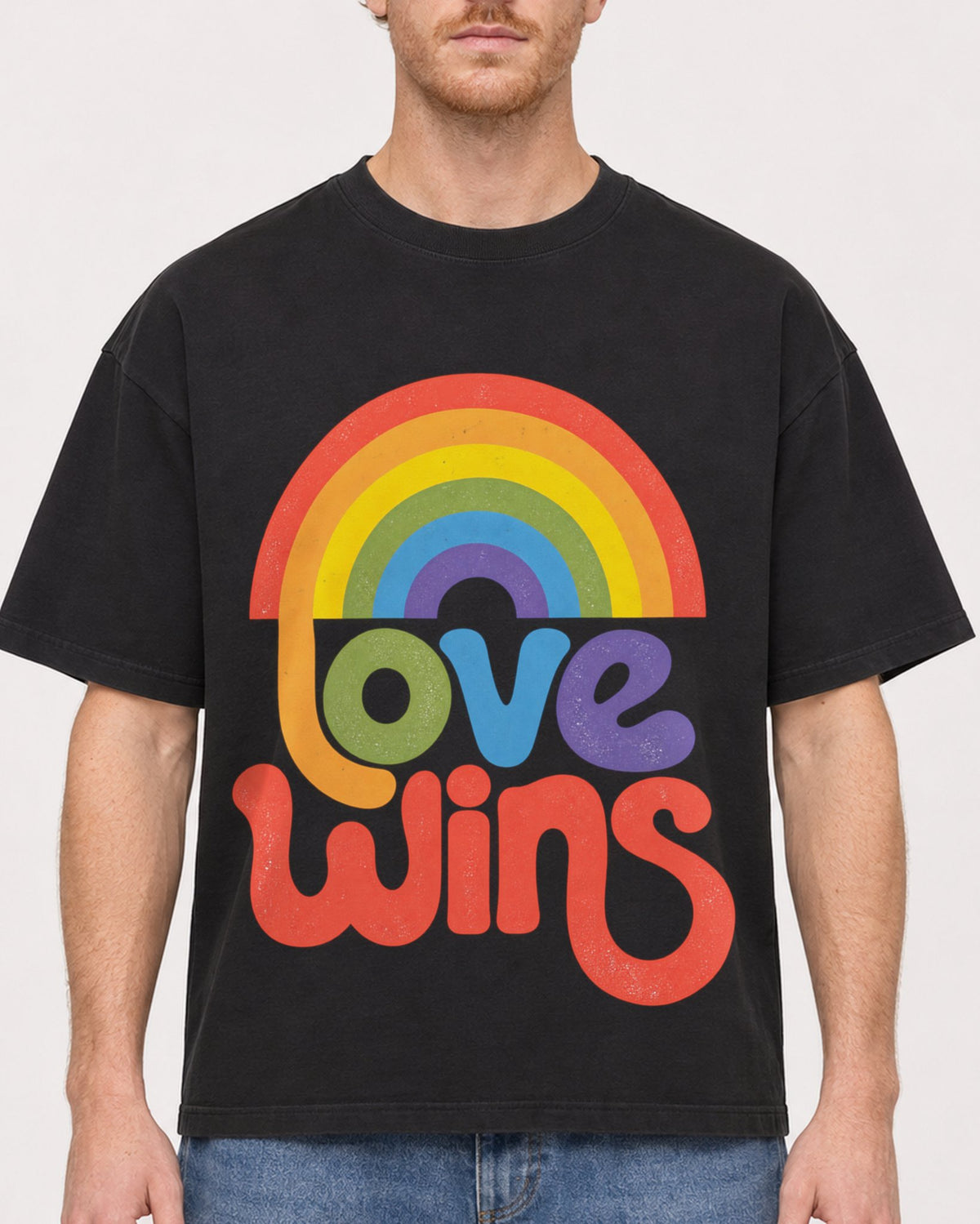Mockup Boxy Heavyweight Tee Black male close-up 38