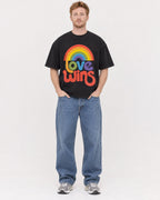 Mockup Boxy Heavyweight Tee Black male full-body 38