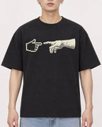 Mockup Boxy Heavyweight Tee Black male close-up 01