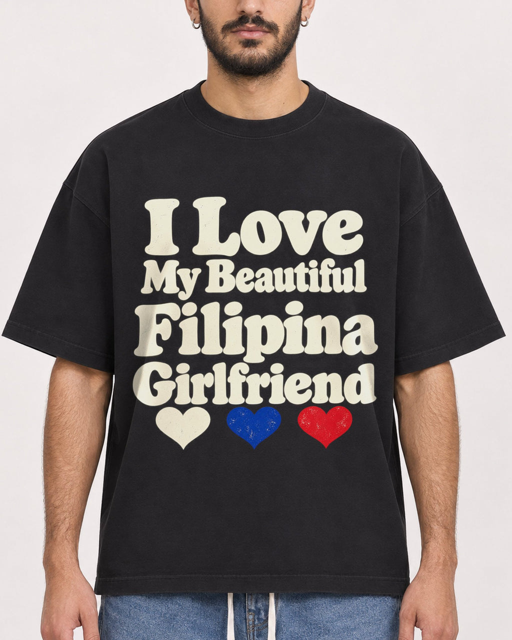 Mockup Boxy Heavyweight Tee Black male close-up 07