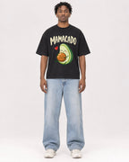 Mockup Boxy Heavyweight Tee Black male full-body 05