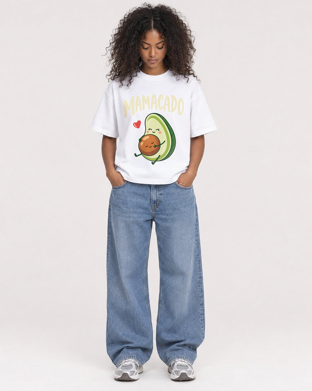 Mockup Boxy Heavyweight Tee White female full-body 05