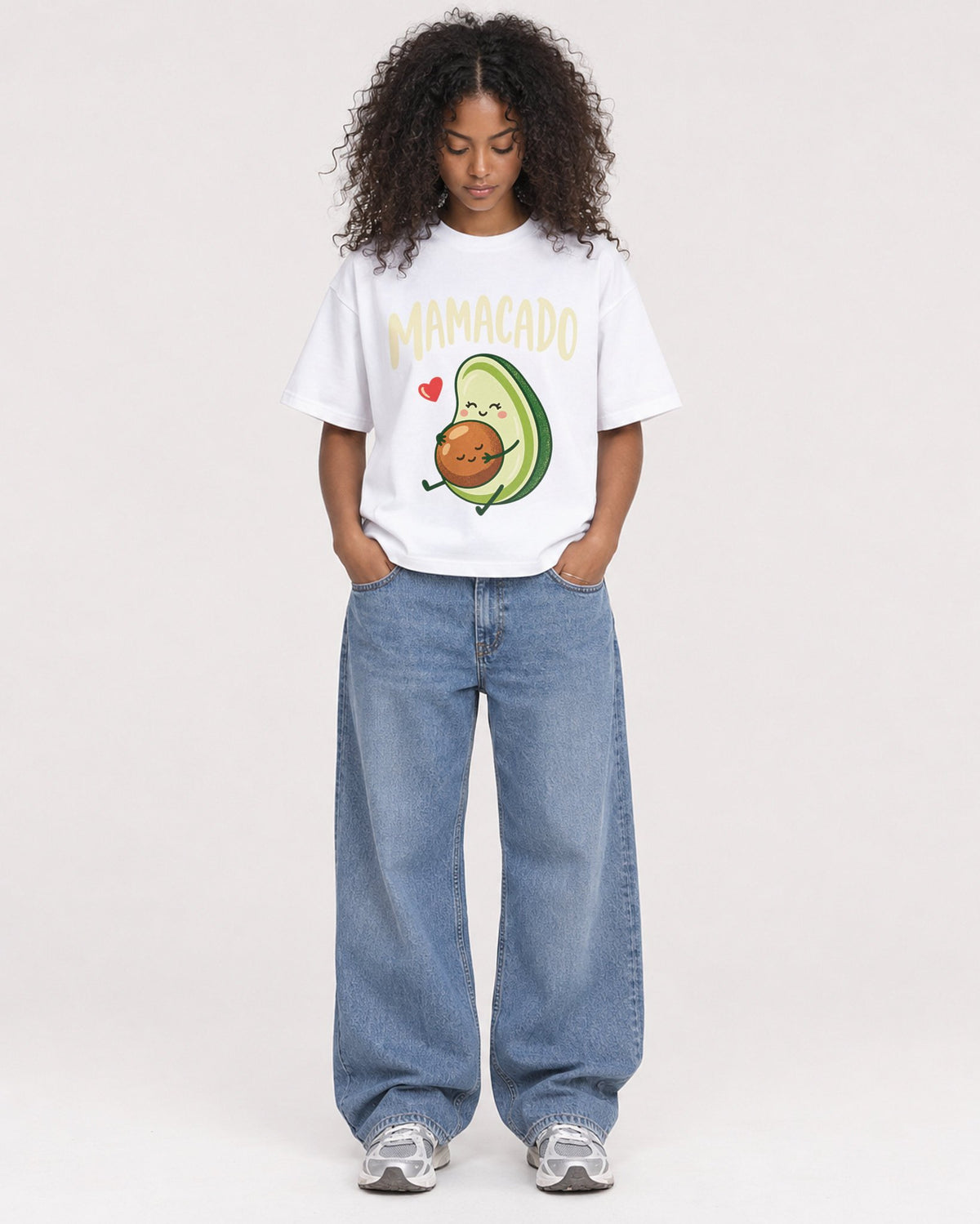 Mockup Boxy Heavyweight Tee White female full-body 05