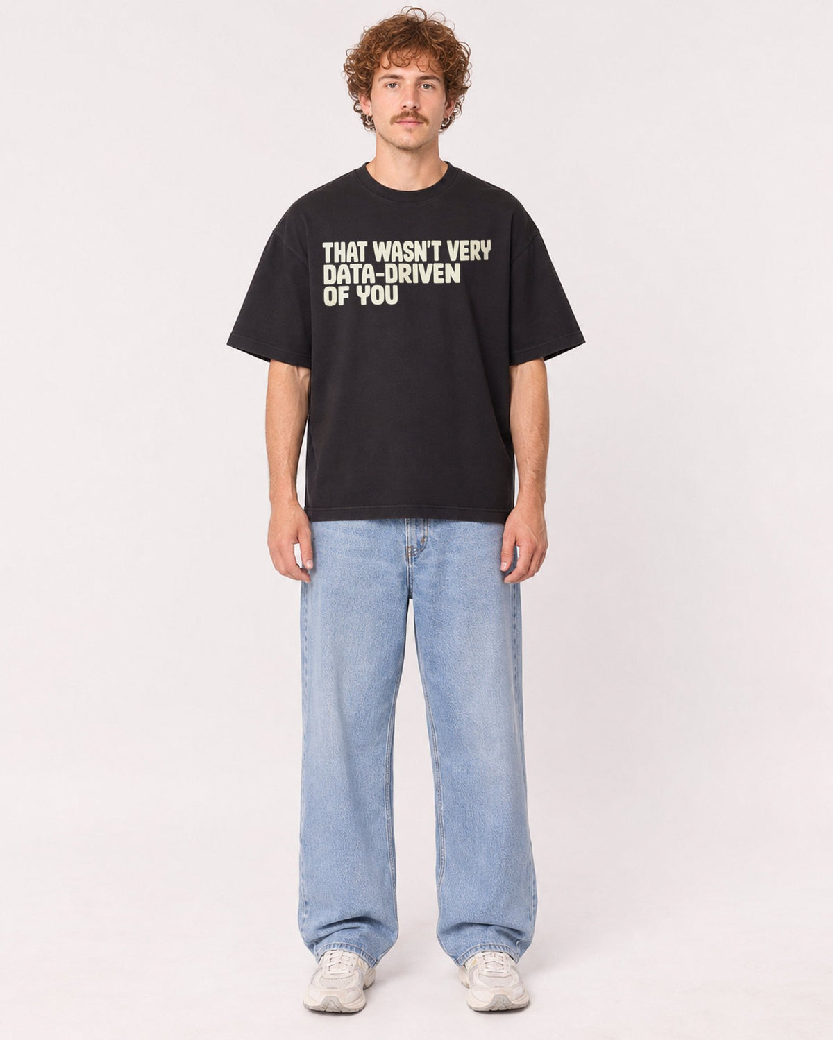 Mockup Boxy Heavyweight Tee Black male full-body 09