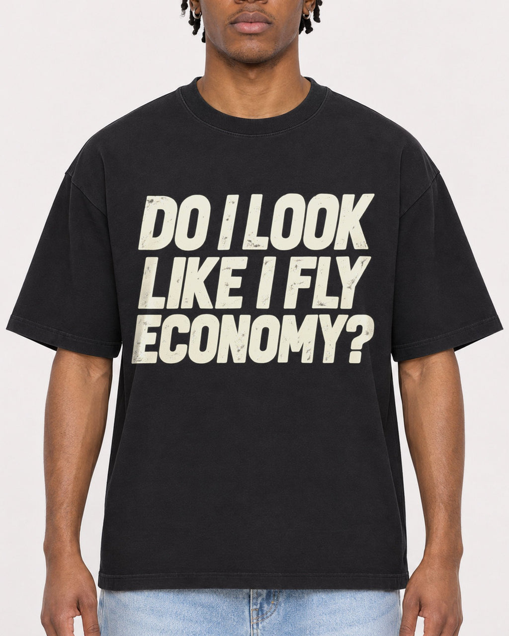 Mockup Boxy Heavyweight Tee Black male close-up 05