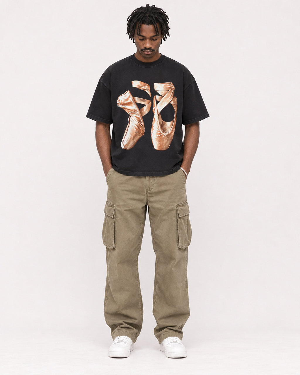 Mockup Boxy Heavyweight Tee Black male full-body 04