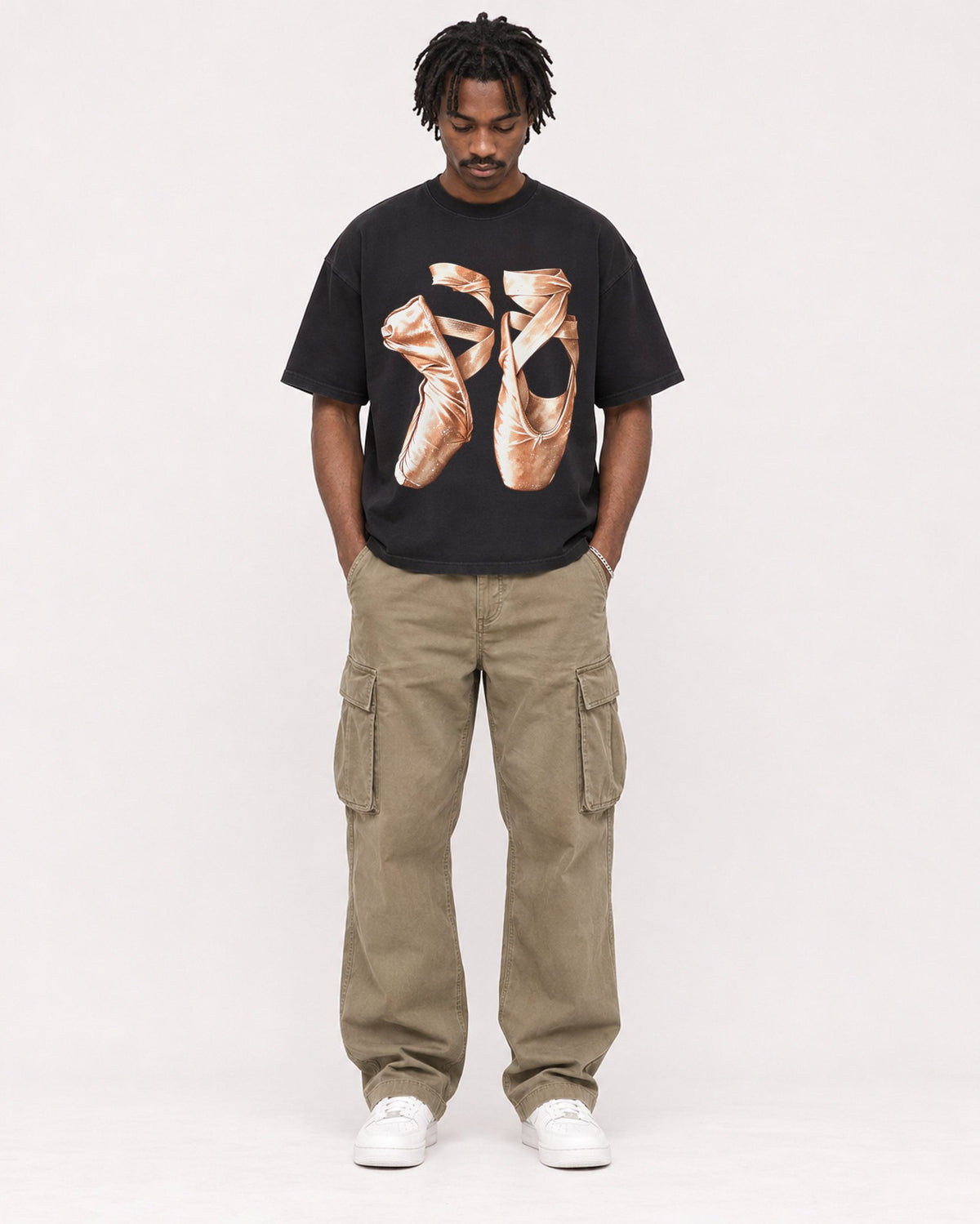 Mockup Boxy Heavyweight Tee Black male full-body 04
