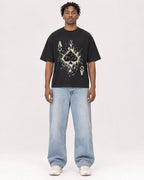 Mockup Boxy Heavyweight Tee Black male full-body 05