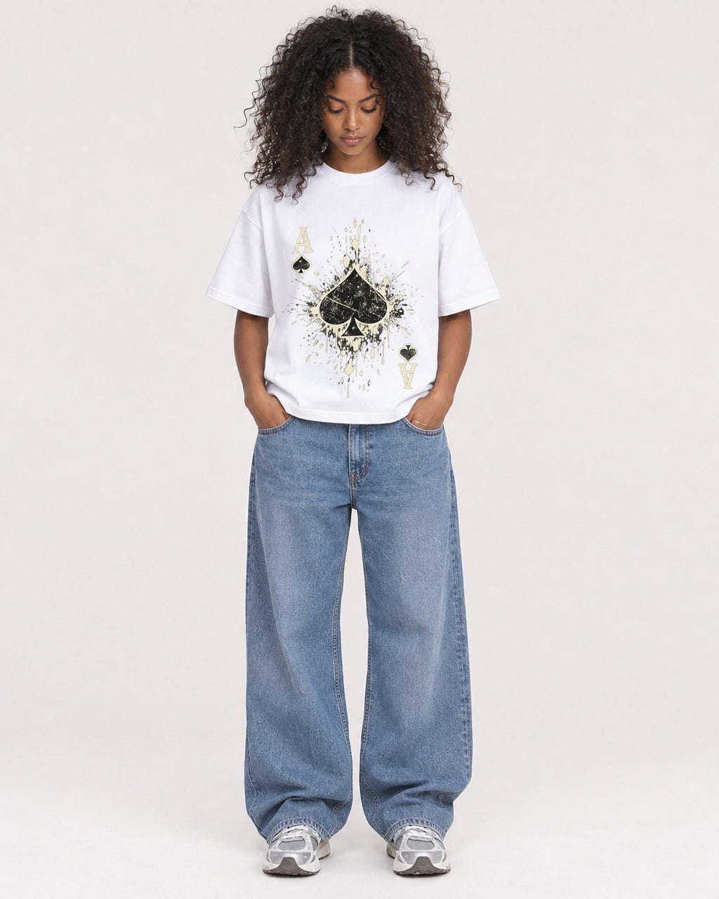 Mockup Boxy Heavyweight Tee White female full-body 05