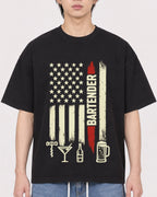 Mockup Boxy Heavyweight Tee Black male close-up 11