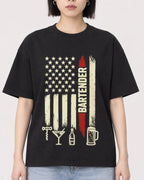 Mockup Boxy Heavyweight Tee Black female close-up 11
