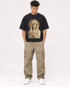 Mockup Boxy Heavyweight Tee Black male full-body 20