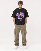 Mockup Boxy Heavyweight Tee Black male full-body 08
